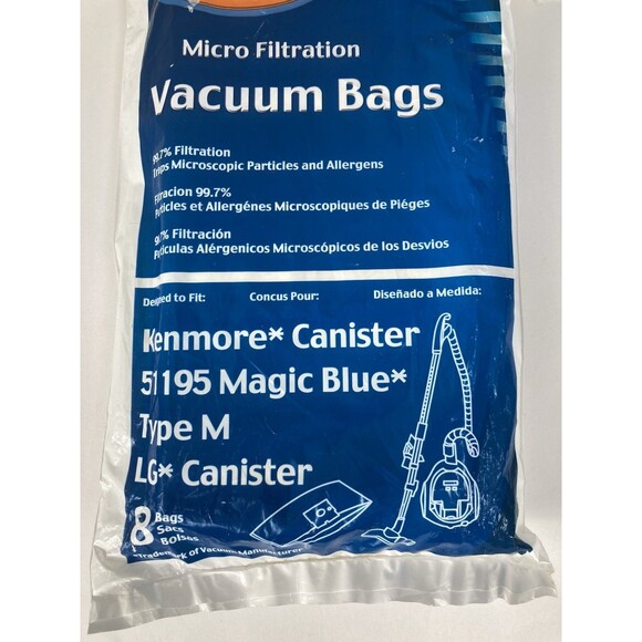 16  Sears Kenmore Type M 51195 Magic Blue LG Canister Vacuum Bags 21495 2051195 - Picture 2 of 6